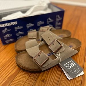 Birkenstock Arizona Soft Slide Sandal Taupe Sz 37